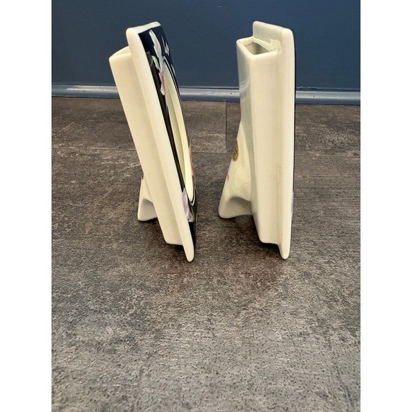 Andrea by Sadek Porcelain Vanity Set Tray and 2 Picture Frames Floral Black 7208 - Picture 11 of 11